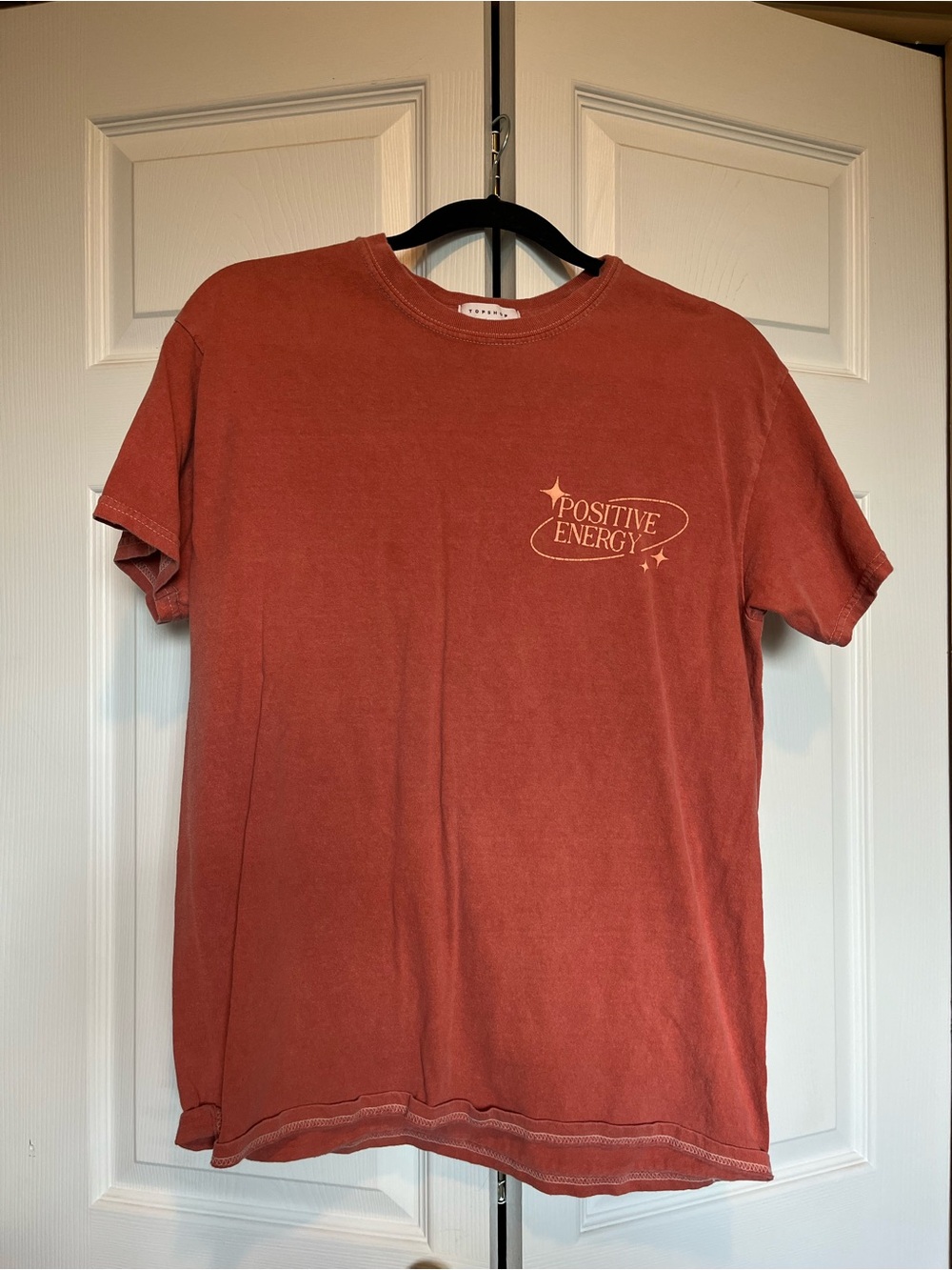 Topshop Rust Red 'Positive Energy' Short Sleeve Tee